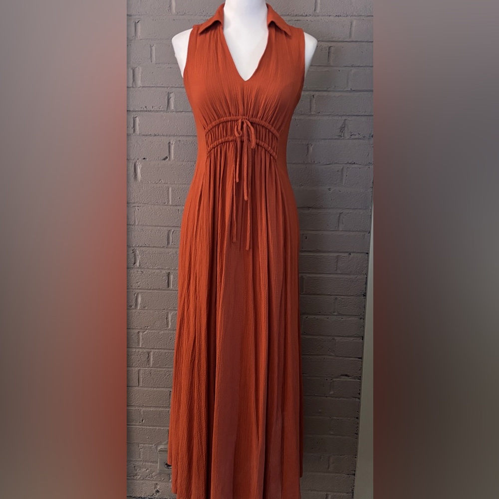 Calvin Klein V-Neck Burt Orange maxi dress 2